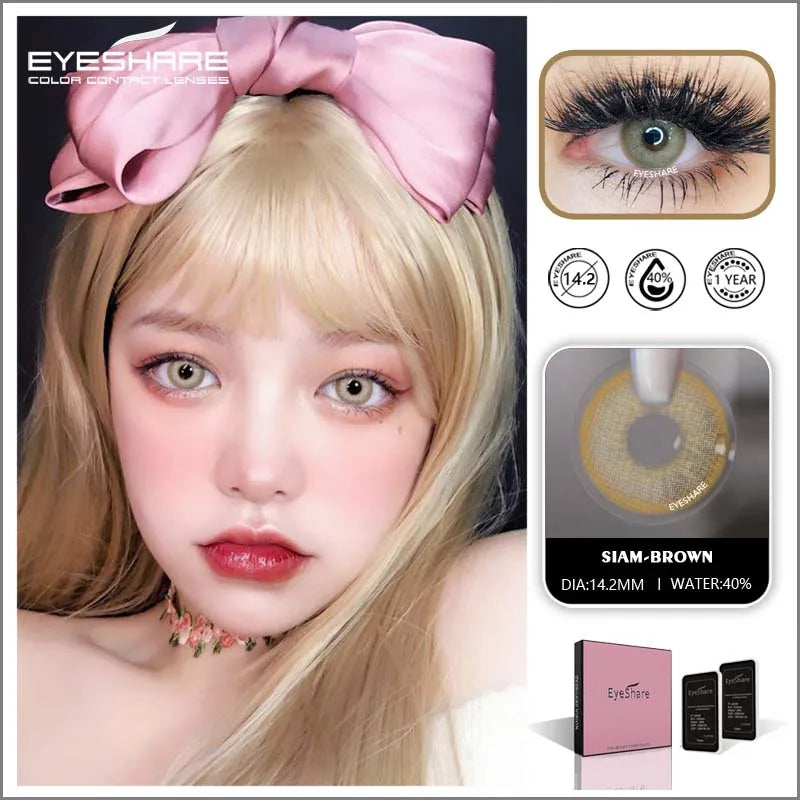 Colored Contact Lenses 2pcs Color Lens Eyes Yearly Colored Contacts Beauty Eye Contacts Cosmetic Lens Contact Lenses Lentillas