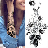 Qfdian  Cage Life Tree Bird Temporary Tattoo For Women Wolf Black Cat Fake Jewelry Tattoo Sticker Dream Catcher Water Transfer Tatoo