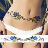 Qfdian  Watercolour Butterfly Temporary Tattoos For Women Girls Fake Flower Tattoo Sticker Thorns Lily Daffodil  Waist Sexy Tatoos