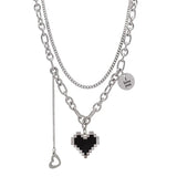 2024 New Senior Fashion Women Pendant Necklaces Fine Double Link Chain Metal Heart Party Necklace Jewelry Gift