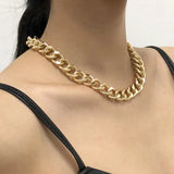 2024 Fashion Big Necklace for Women Twist Gold Silver Color Chunky Thick Lock Choker Chain Necklaces Party Jewelry