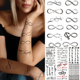 Qfdian  Infinity Symbol Tattoo Stickers For Women Female Verse Butterfly ECG Cross Infinite Temporary Tattoos Waterproof Fake Tatoo