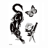 Qfdian  Black Panther Temporary Tattoo Stickers Body Art Flash Tattoo Sleeves Rose Tatuajes Temporales Tatoo Temporary Stickers  For Men