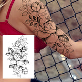 Qfdian  Sexy Tiger Flower Temporary Tattoo For Women Girl Skull Leopard Lion Tattoos Sticker Black Fake Tribal Animal Large Wasit Tattos
