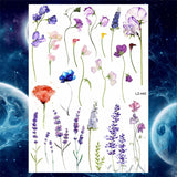 Qfdian  Ankle Flora Cherry Lavender Flash Fake Waterproof Tattoos Temporary Women Arm Chest Tattoo Stickers Body Art Custom Tatoos