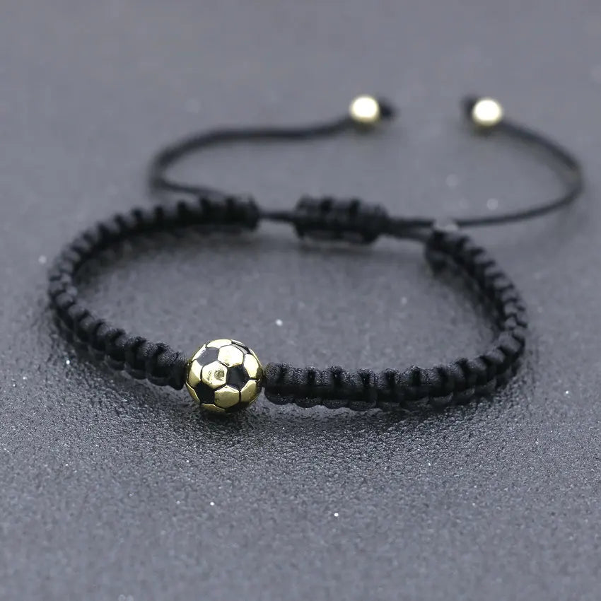 Charm Bracelet For Boy Girl Copper Gold Color Football Ball Braiding Adjustable Bracelet Couples Friendship Bracelet Men Jewelry