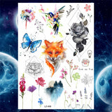 Qfdian  Ankle Flora Cherry Lavender Flash Fake Waterproof Tattoos Temporary Women Arm Chest Tattoo Stickers Body Art Custom Tatoos