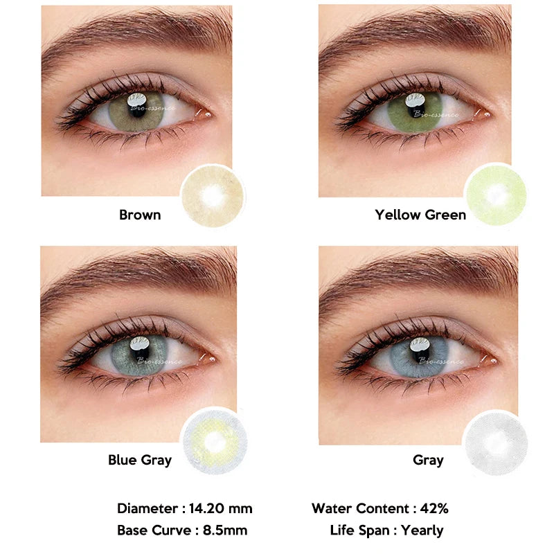 2pcs(1Pair) Diopter Lens Polar Lights Seriers Colored Lenses Gray Prescription Contact Lenses for Myopia Fashion Lens Beauty