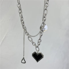 2024 New Senior Fashion Women Pendant Necklaces Fine Double Link Chain Metal Heart Party Necklace Jewelry Gift