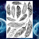 Qfdian  Tribal Henna Temporary Tattoos For Women Girls Adult Lace Black Mandala Tattoo Sticker Fake Flower Lotus Moon Tatoos Waterproof