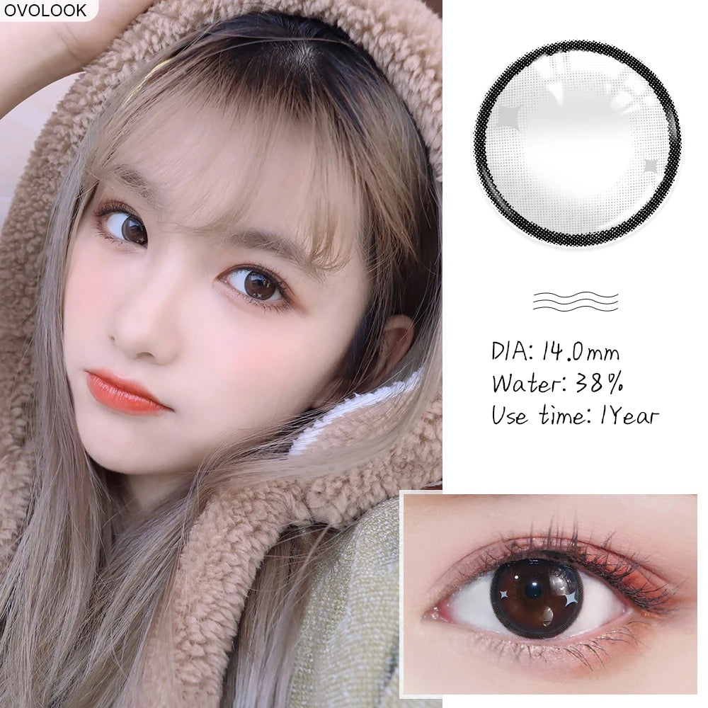 OVOLOOK-2pcs/pair Lenses Colored Eye Lenses Contact Lenses Colored Lenses for Eyes Contacts