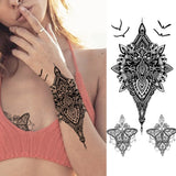 Qfdian  Fashion Mandala Flower Fake Tattoo Stickers For Women Adults Geometry Totem Temporary Tattoos DIY Party Waterproof Tattos Leaves