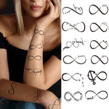 Qfdian  Infinity Symbol Tattoo Stickers For Women Female Verse Butterfly ECG Cross Infinite Temporary Tattoos Waterproof Fake Tatoo