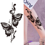 Qfdian  Realistic Fake Peony Temporary Tattoos For Women Girl Black Rose Elephant Flower Tattoo Sticker Tiger Anemone Tatoos Half Sleeve