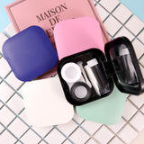 Qfdian 2pcs Colored Contact Lenses Case with Mirror Containers Eyes Care Kit Holder Cute Box Easy Carry