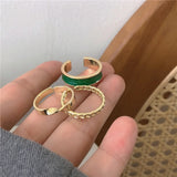 3pcs/set Boho White Enamel Round Metal Ring Sets Geometric Twist Open Adjustable Rings Sets for Women Girl Wedding Jewelry Gift