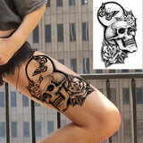 Qfdian  Flower Peony Temporary Tattoos For Women Girls Flora Snake Tattoo Sticker Black Lavender Sexy Fake Large Tatoos Sweatpea Dahlia