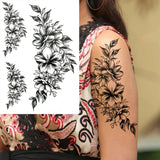 Qfdian  Realistic Orchid Lily Flower Temporary Tattoo For Women Rose Fake Tattoo Sticker Cluster Realistic Water Transfer Black Tatoos