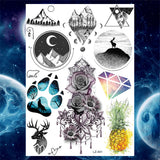 Qfdian  Flower Peony Temporary Tattoos For Women Girls Flora Snake Tattoo Sticker Black Lavender Sexy Fake Large Tatoos Sweatpea Dahlia
