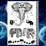 Qfdian  Tribal Henna Temporary Tattoos For Women Girls Adult Lace Black Mandala Tattoo Sticker Fake Flower Lotus Moon Tatoos Waterproof
