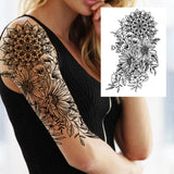 Qfdian  Sexy Tiger Flower Temporary Tattoo For Women Girl Skull Leopard Lion Tattoos Sticker Black Fake Tribal Animal Large Wasit Tattos