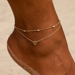 New Fashion Simple Heart Female Anklets Foot Jewelry Leg New Anklets On Foot Ankle Bracelets For Women Leg Chain Jewelry Gifts