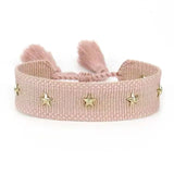 Qfdian Hand Woven Bracelets Adjustable Studded Stars Bracelet Fashion Jewelry Gifts