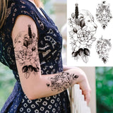 Qfdian  Realistic Orchid Lily Flower Temporary Tattoo For Women Rose Fake Tattoo Sticker Cluster Realistic Water Transfer Black Tatoos
