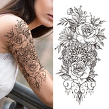 Qfdian  Lily Chains Flower Temporary Tattoos For Women Girl Black Butterfly Dream Catcher Tattoo Sticker Fake Rose Sexy Tatoos Back Body