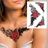 Qfdian  Sexy Tiger Flower Temporary Tattoo For Women Girl Skull Leopard Lion Tattoos Sticker Black Fake Tribal Animal Large Wasit Tattos
