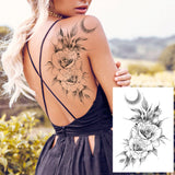 Qfdian  Black Tulip Totem Tattoos Stickers Women Body Waist Arm Art Bracelet Tattoos Temporary Girls Butterfly Tatoos Rose Chains