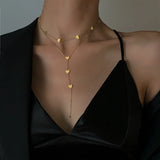 Stainless Steel New Fashion Upscale Jewelry 2 Layer Love Heart Tassel Charms Chain Choker Necklaces & Pendants For Women