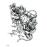 Qfdian  Black Rose Flower Waterproof Temporary Tattoos Men Fake Tattoo Body Tatoo Sleeve Art Tattoo Tatuajes henna Tattoo Stickers