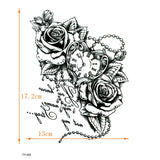 Qfdian  Black Rose Flower Waterproof Temporary Tattoos Men Fake Tattoo Body Tatoo Sleeve Art Tattoo Tatuajes henna Tattoo Stickers