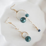 Original Design Vintage Dark Green Glass Ball Circle Dangle Long Earrings For Women