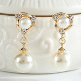 Elegant Rhinestone Pearl Waterdrop Earrings Pierced and Non Pierced Earrings Ear Clip on Earrings for Women Wedding Jewelry