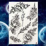 Qfdian  Black Tulip Totem Tattoos Stickers Women Body Waist Arm Art Bracelet Tattoos Temporary Girls Butterfly Tatoos Rose Chains