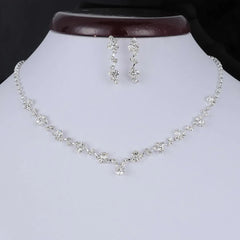 Fashion Silver Color Crystal Tennis Choker Necklace Set Earrings Factory Price Wedding Bridal Bridesmaid African Jewelry Sets