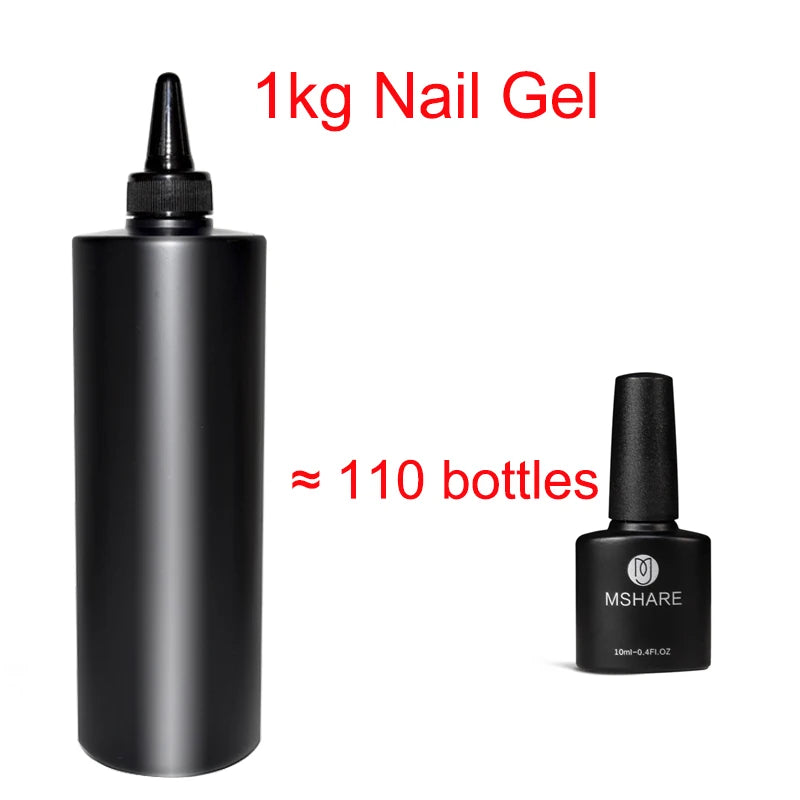 MSHARE 500g/1kg Non Wipe Top Coat Gel Polish Withouy Sticky Layer Shinning Soak Off Nail Polish No Cleaning Without Sticky Layer