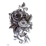 Qfdian  Black Rose Flower Waterproof Temporary Tattoos Men Fake Tattoo Body Tatoo Sleeve Art Tattoo Tatuajes henna Tattoo Stickers