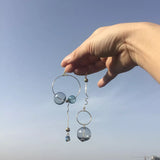 Original Design Vintage Dark Green Glass Ball Circle Dangle Long Earrings For Women