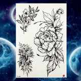 Qfdian  Black Tulip Totem Tattoos Stickers Women Body Waist Arm Art Bracelet Tattoos Temporary Girls Butterfly Tatoos Rose Chains