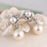 Elegant Rhinestone Pearl Waterdrop Earrings Pierced and Non Pierced Earrings Ear Clip on Earrings for Women Wedding Jewelry