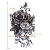 Qfdian  Black Rose Flower Waterproof Temporary Tattoos Men Fake Tattoo Body Tatoo Sleeve Art Tattoo Tatuajes henna Tattoo Stickers