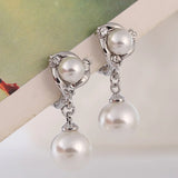 Elegant Rhinestone Pearl Waterdrop Earrings Pierced and Non Pierced Earrings Ear Clip on Earrings for Women Wedding Jewelry