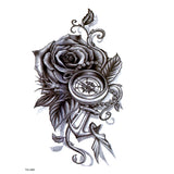 Qfdian  Black Rose Flower Waterproof Temporary Tattoos Men Fake Tattoo Body Tatoo Sleeve Art Tattoo Tatuajes henna Tattoo Stickers