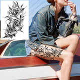 Qfdian  Black Tulip Totem Tattoos Stickers Women Body Waist Arm Art Bracelet Tattoos Temporary Girls Butterfly Tatoos Rose Chains