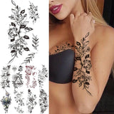 Qfdian  Fashion Mandala Flower Fake Tattoo Stickers For Women Adults Geometry Totem Temporary Tattoos DIY Party Waterproof Tattos Leaves