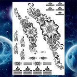 Qfdian  Body Art Henna Temporary Tattoos For Women Adult Fake Mandala Flower Tattoo Sticker Feather Butterfly Black Tatoos Leg Feet Foot