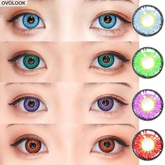 OVOLOOK-2pcs/pair Contact Lenses Colored Eye Lenses 4 Tone Eye Color Lens Colored Contacts Cosplay Anime Eyes